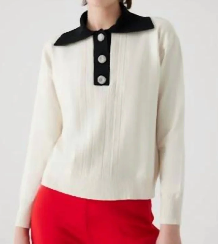 Stylish Savings Amberly Placket Sweater In Cream