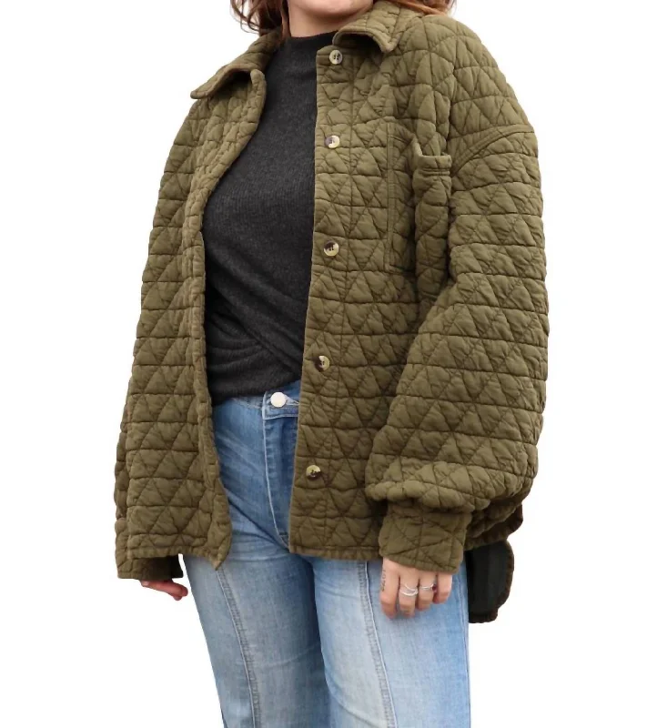 Sale Clearance Quilted Shacket In Fern