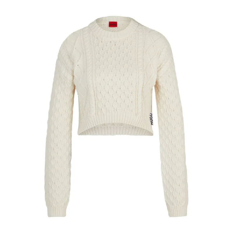 Hot Styles Cotton-blend sweater with cable-knit structure