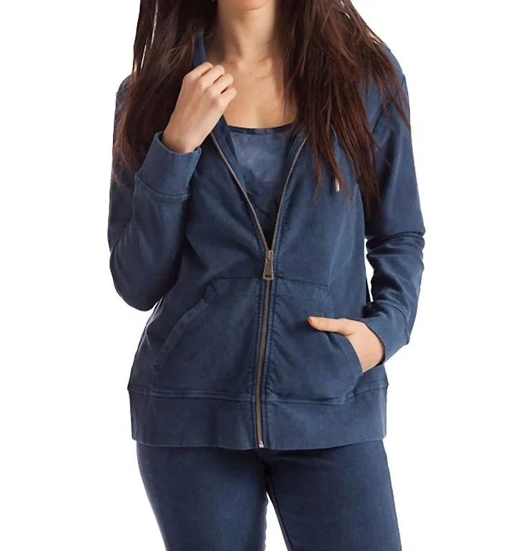 Hot Trends Lauren Hooded Cardigan In Denim