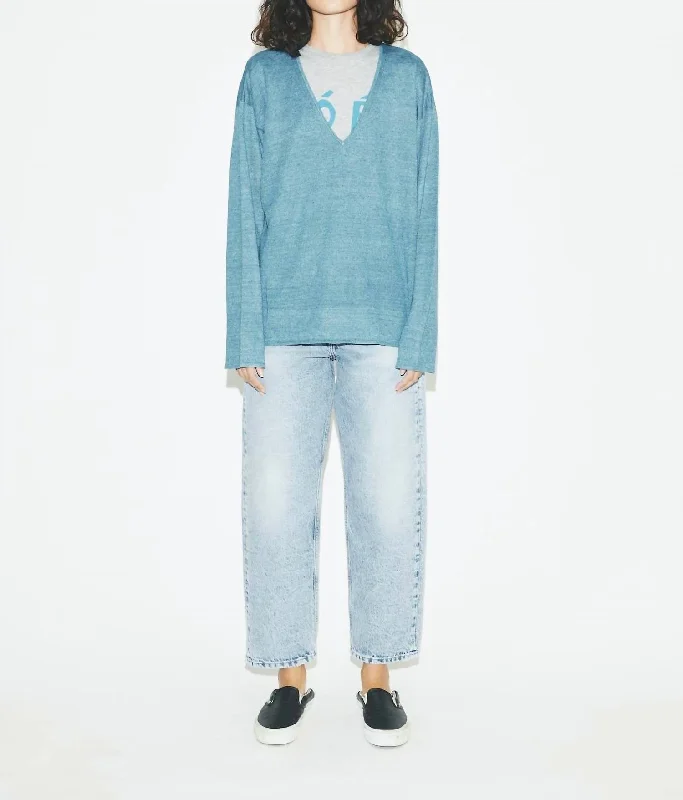 You'll Love Us Because Slouchy V-Neck Top In Teal