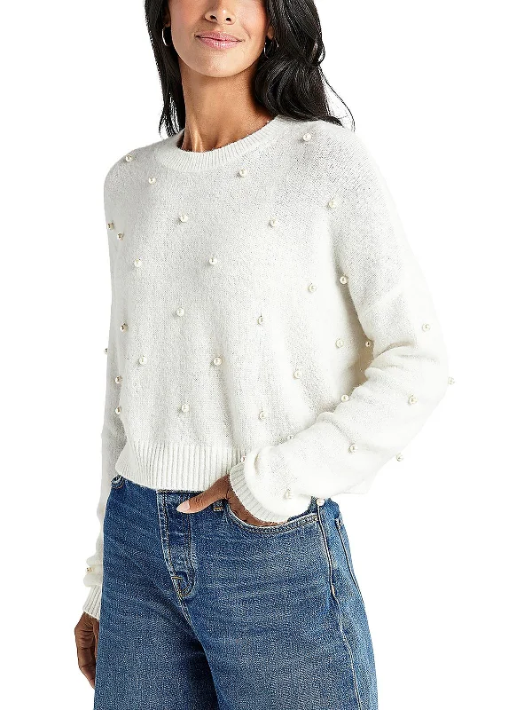 Trendy Aesthetics Womens Wool Blend Embellished Crewneck Sweater