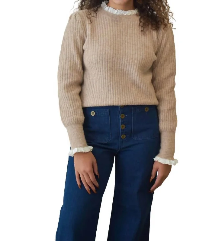 Get The Latest Trends Elaine Poplin Sweater In Oat