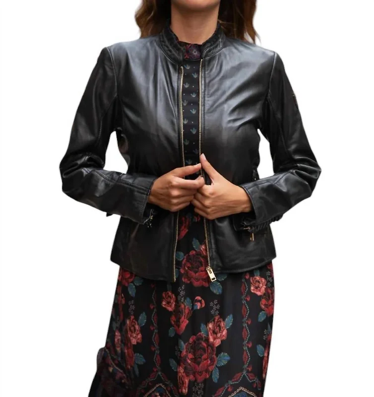 Women's Activewear Outfit Galina Leather Jacket In Black
