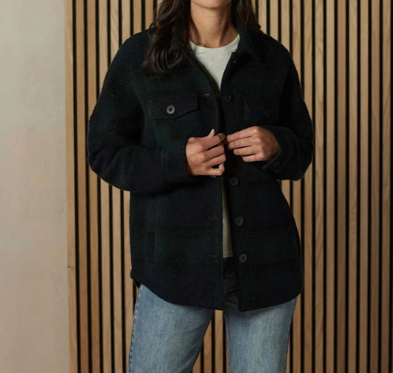 Women's Vacation Clothes Logan Ski Lodge Jacket In Blackwatch Plaid