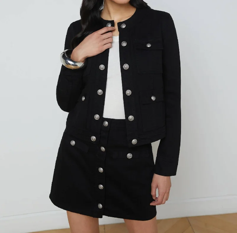 Women's Clothing Yari Collarless Jacket In Noir