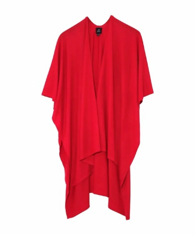 Wardrobe Essentials Essentials Ruana Poncho In Cherry