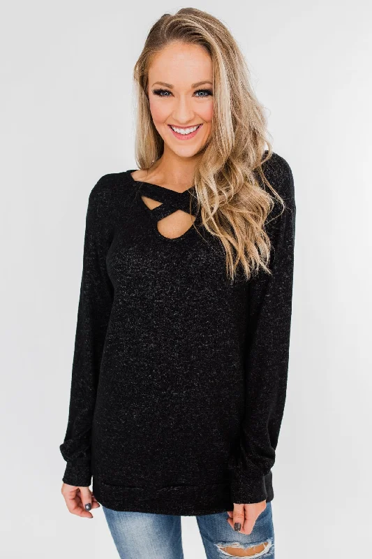 Winter Warehouse Sale Dance The Day Away Criss Cross Top- Black