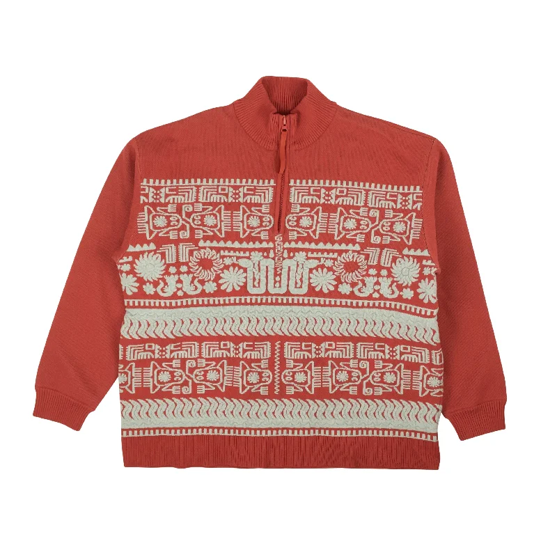Big Savings On Minimalist Office Styles Rust And Powder Blue Wool Aztec Sweater