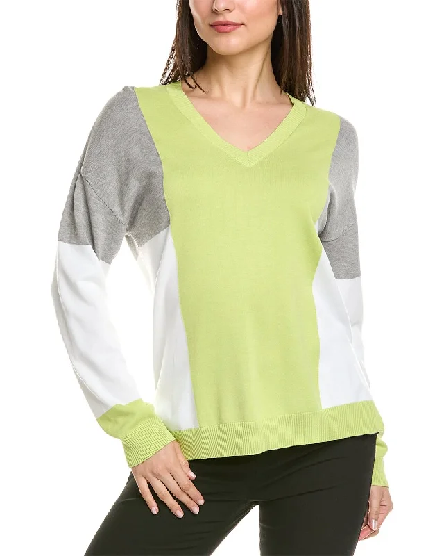 Chic Style, Always In Vogue St. John Colorblocked V-Neck Sweater