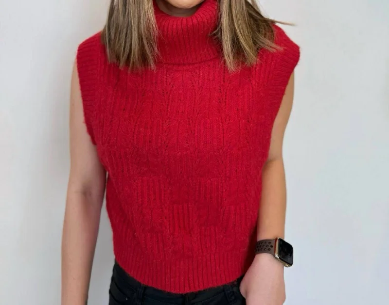Style Redefined Montiel Sweater Top In Red