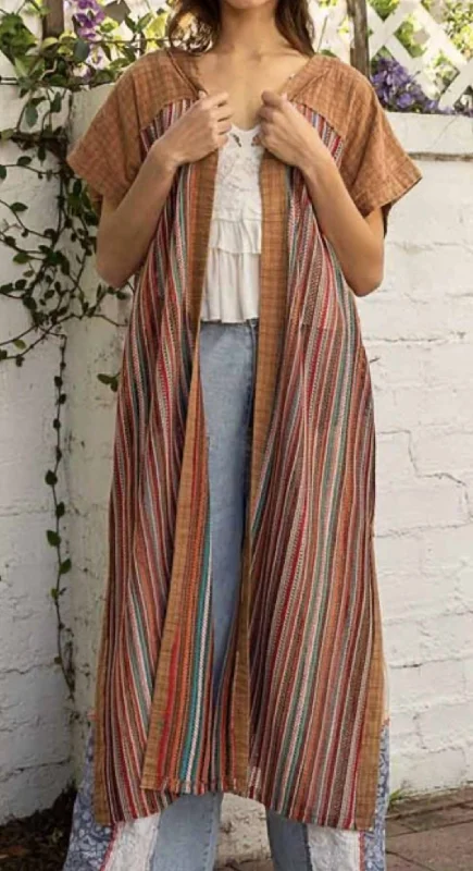 Fashion Forward Femininity Gypsy Kimono In Brown