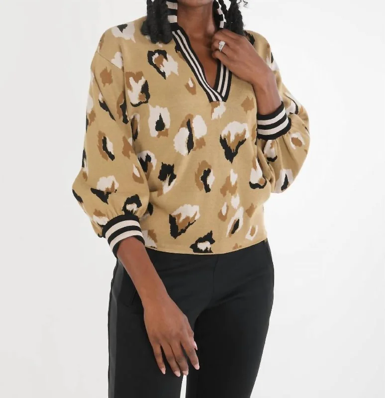 Effortless Style Lolli Sweater In Cocoa Brushed Cheetah