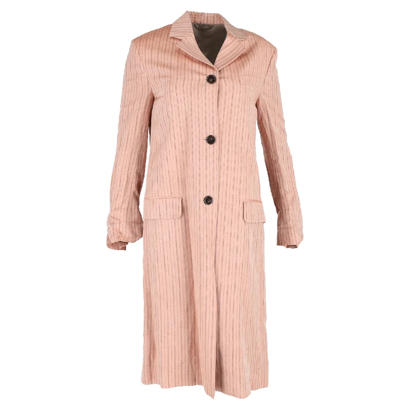 Women's Evening Clothes Acne Studios Striped Single-Breasted Coat in Peach Linen