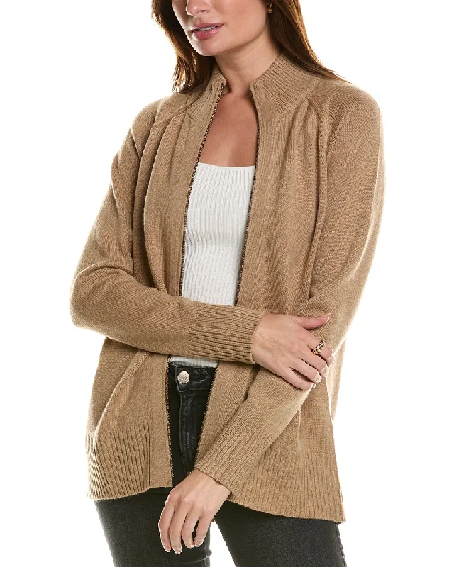 Trending Items Forte Cashmere Sporty Zip Mock Wool & Cashmere-Blend Cardigan