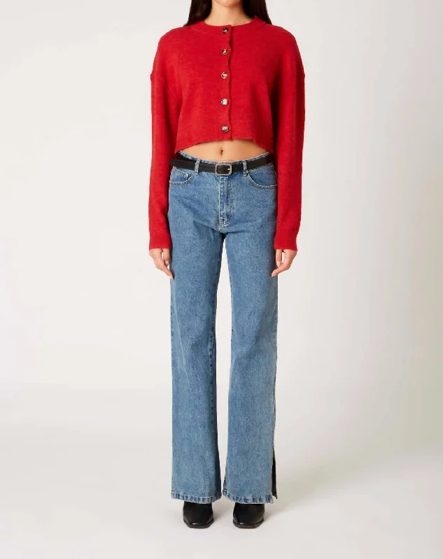 Chic Style, Always In Vogue Enzo Crop Cardigan In Red