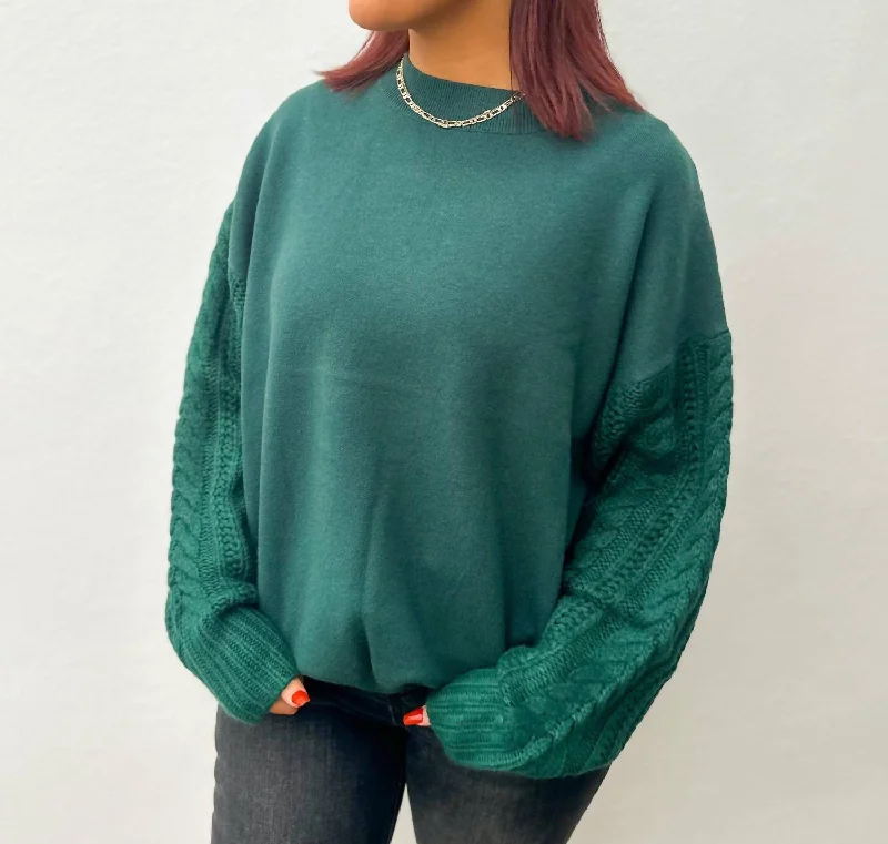 Sleek Design Another Christmas Cable Sleeve Sweater In Hunter Green