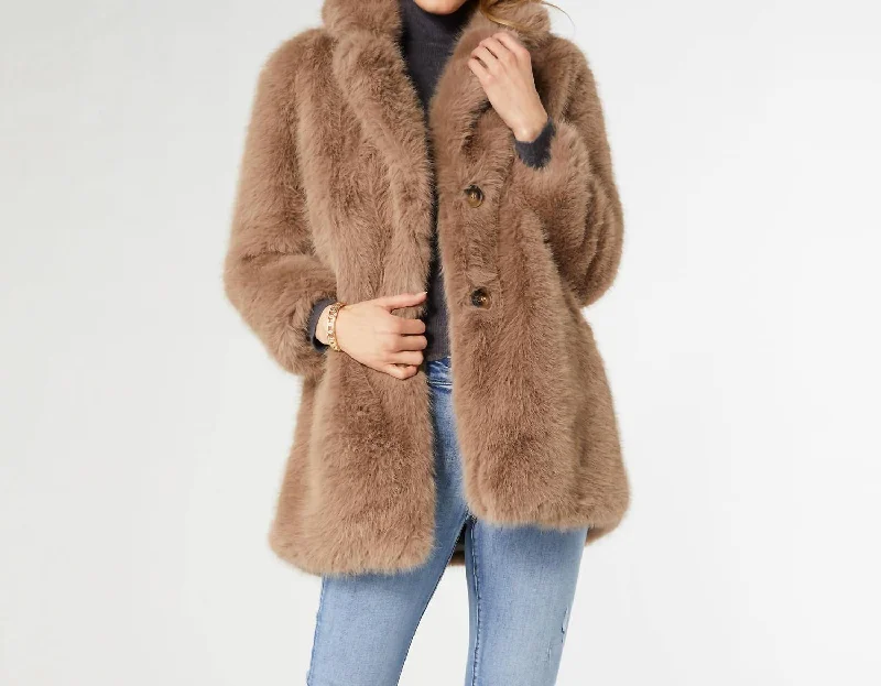 Best Online Boutiques For Women Whitney Faux Fur Coat In Mushroom