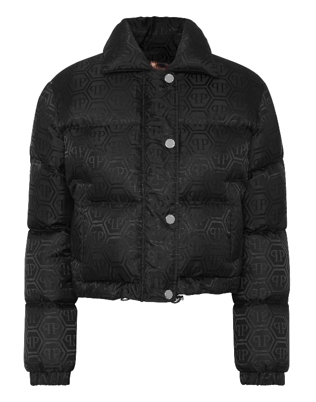 Stylish Dresses for Women Nylon Jacquard Cropped Puffer Jacket Monogram