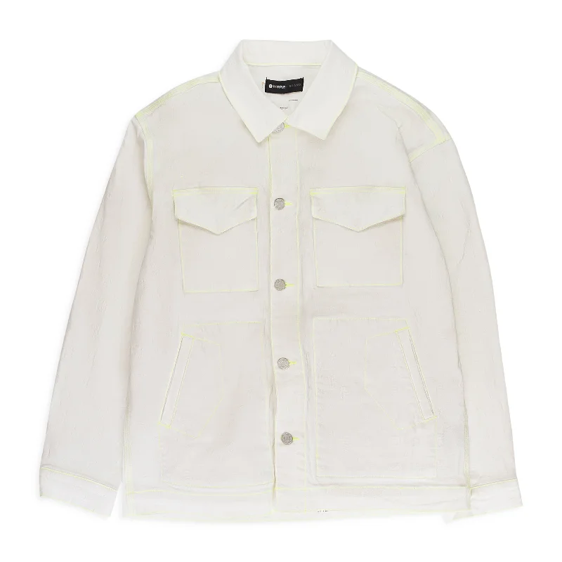 Women's Clothing For Casual Outings WHITE JACQUARD CHORE White DENIM JACKETS