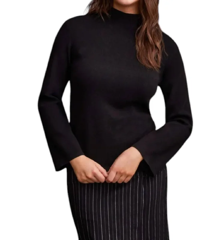 Formal Outfit Funnel Neck Sweater In Black