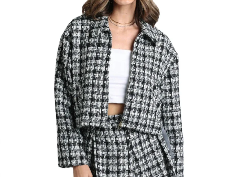Comfortable Women's Attire Emory Tweed Jacket In Black/white
