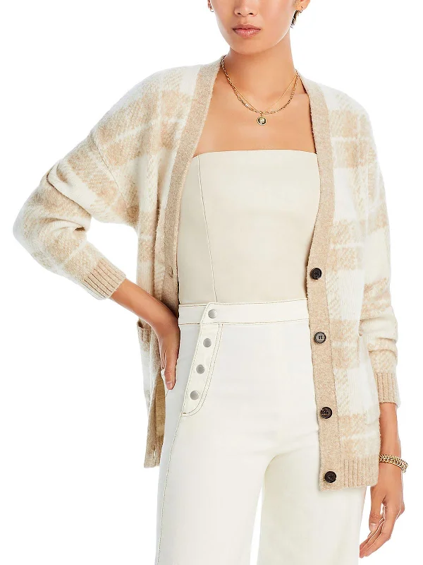 Hot Deals Runi Womens Wool Blend Plaid Cardigan Sweater