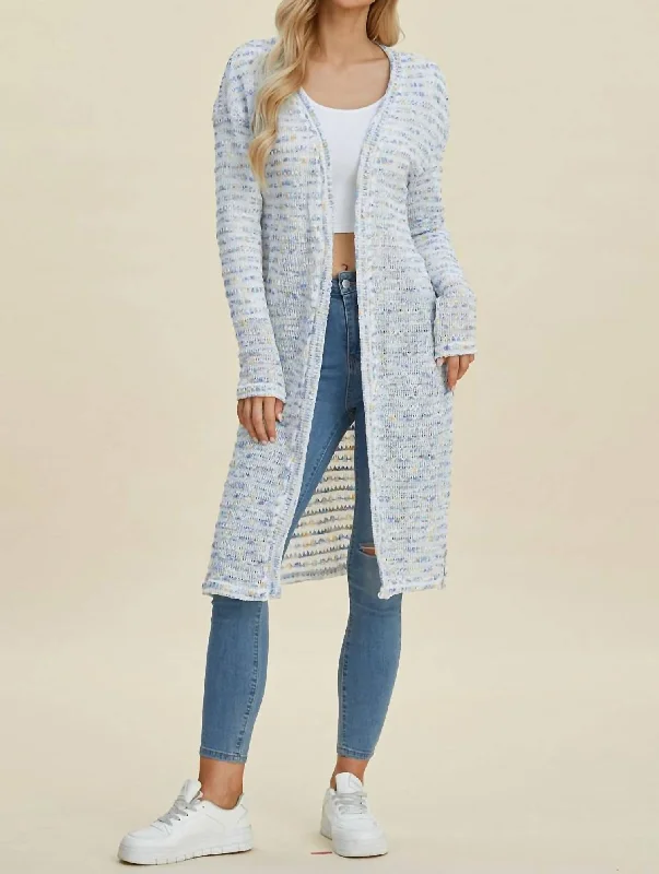 Trending Items Full Size Open Front Longline Cardigan In Multicolor