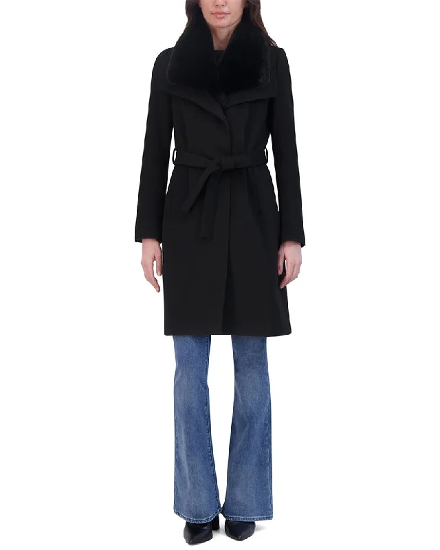 Minimalist Style Tahari Wool-Blend Wrap Coat