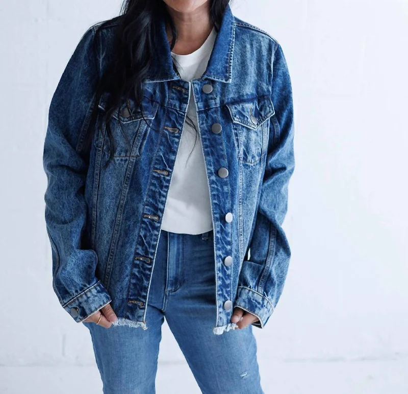 Comfy Women's Outfits for Daily Wear Bee Denim Jacket In Dark Wash Denim