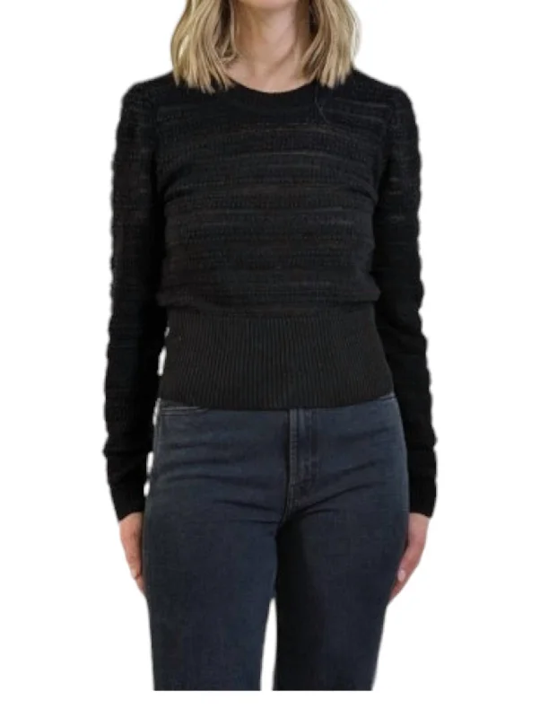 Early Access To Art Deco Styles Sale Textured Crewneck Sweater In Black