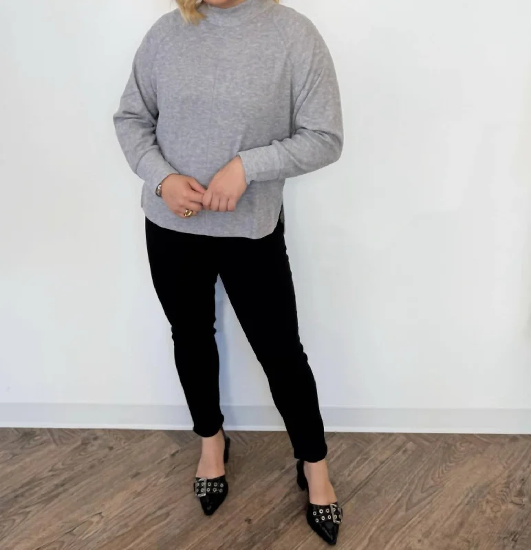Fashion Forward Femme Mock Neck Sweater In Ash