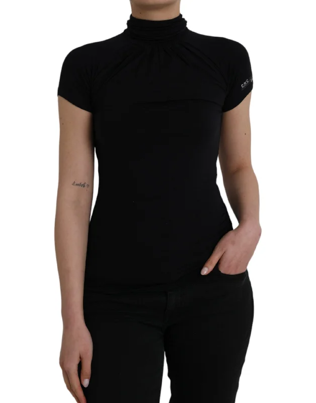 Dive Into Trendy Styles Costume National  Turtleneck Viscose Short Sleeve Women's Top