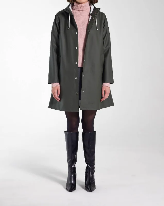 Women's Functional Outfit For Outdoor Activities Mosebacke Suede Raincoat Jacket In Dark Green