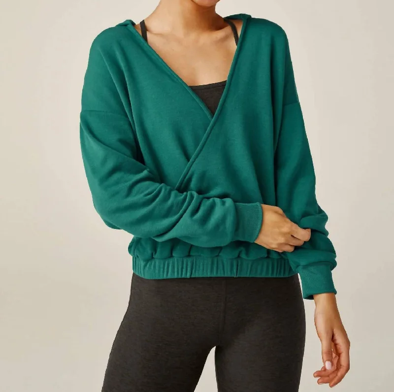 Early Access To Art Deco Styles Sale Cross Your Heart Pullover Sweater In Lunar Teal Heather
