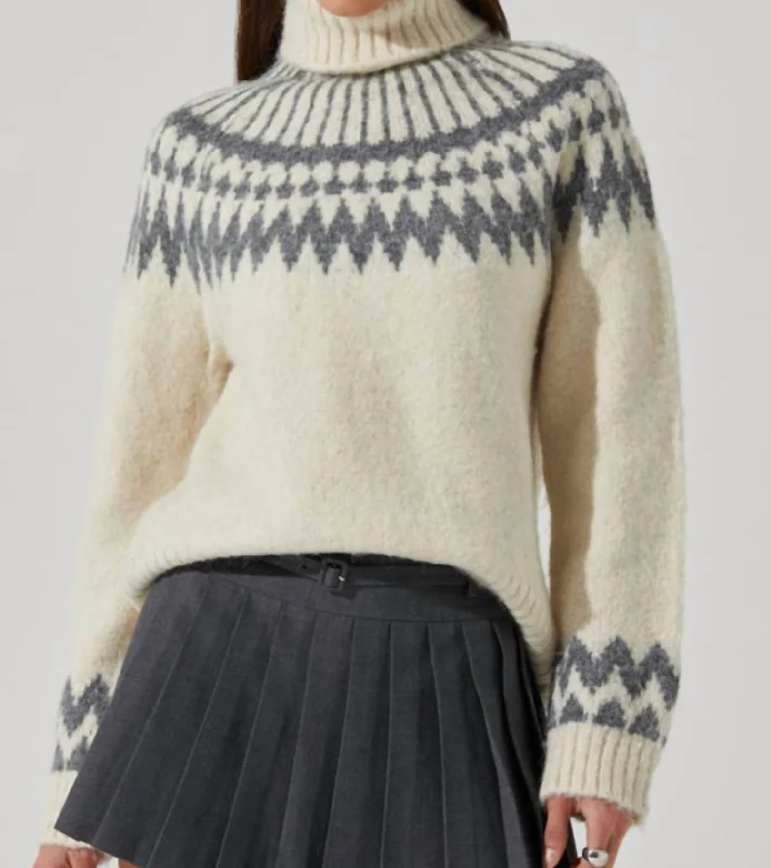 Fashion Forward Leka Fairysle Turtle Sweater In Cream