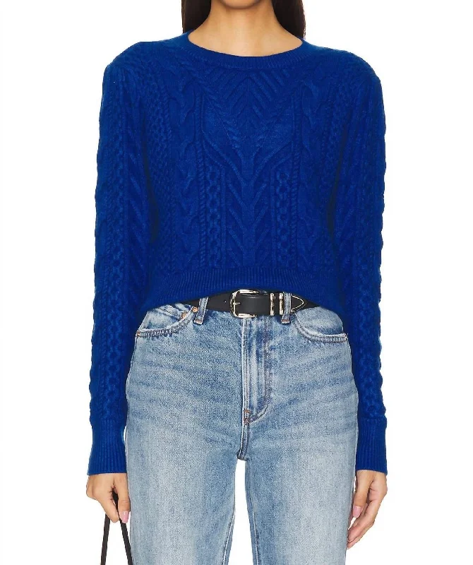 All Season Fashion Collection Esther Crewneck Sweater In Sapphire