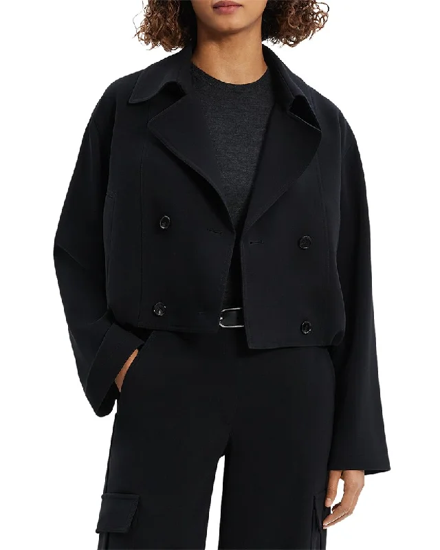 Women's Elegant Evening Attire Theory Cropped Trench Coat