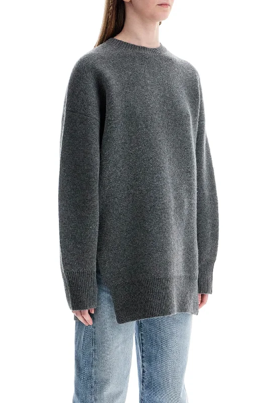 Comfort Centric Apparel Toteme Gray Melange Wool And Cashmere Sweater With Wide Neck Comfort Centric Apparel Toteme Gray Melange Wool And Cashmere Sweater With Wide Neck