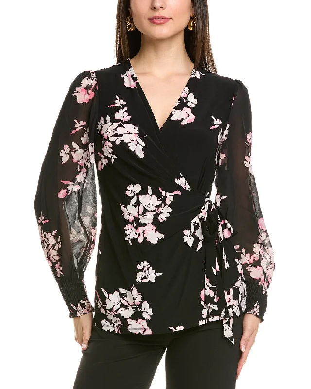 Huge Savings On Parisian Styles Anne Klein Smocked Sleeve Wrap Top