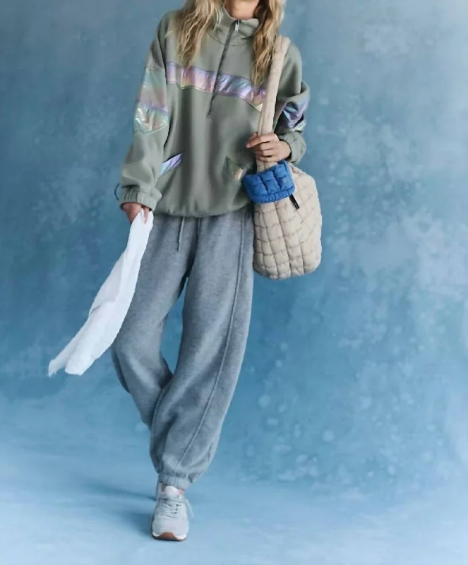 Women's Clothes For Special Occasions Away We Go Half Zip Jacket In Sage Stone