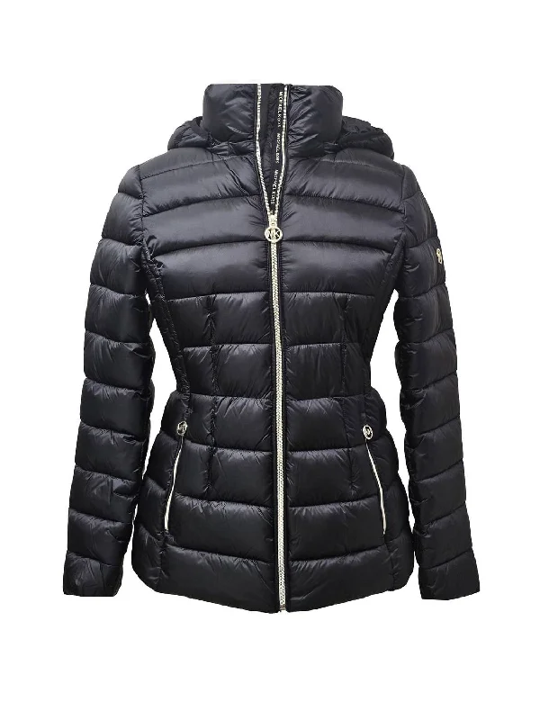 Trendy Women's Outfits for Casual Wear Women's Hooded Packable Coat Jacket In Black