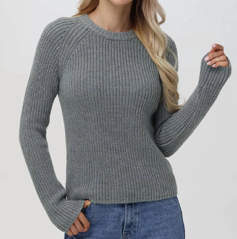 Summer Fashion Jane Shaker Stitch Sweater In Smoke Grey