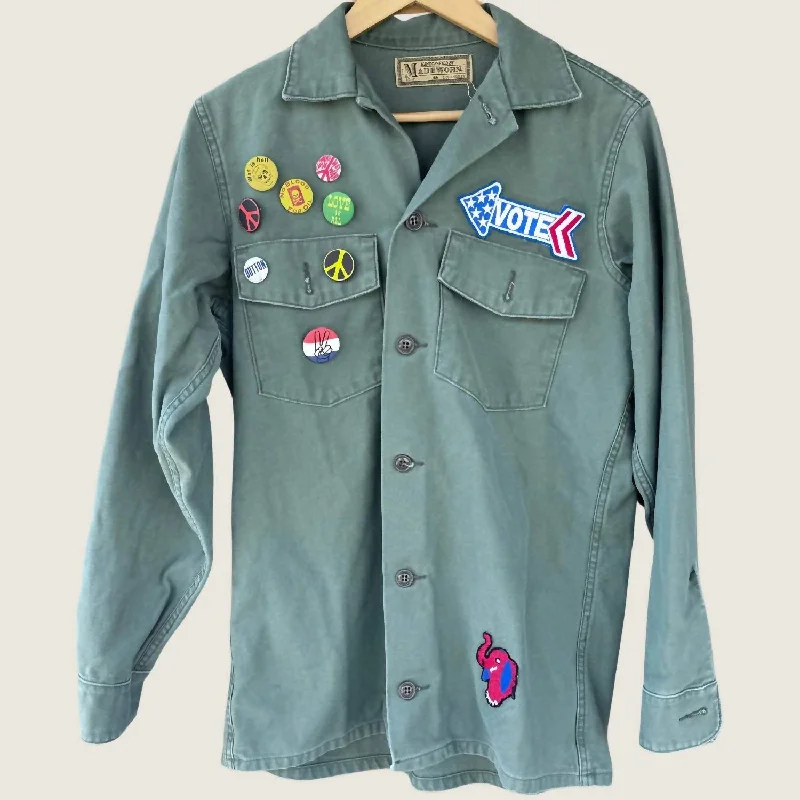 Women's Activewear Apparel Vote For Peace Jacket In Green