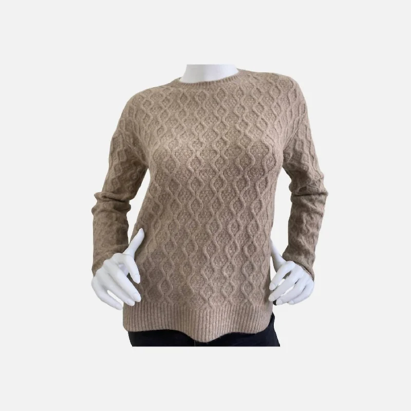 Spring Fashion Cable Knit Sweater In Almond
