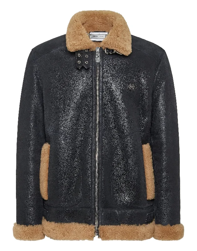 Plus Size Women's Fashion and Clothing Shearling Leather Biker Jacket