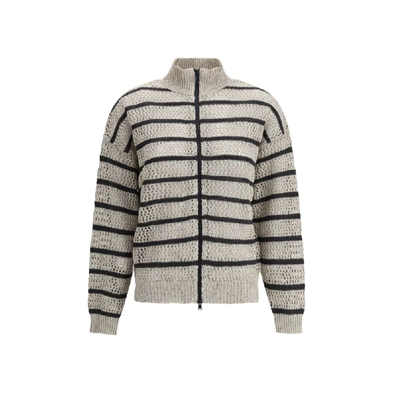 Fashion Forward Brunello Cucinelli Open knit design Cardigan with Women's sequins