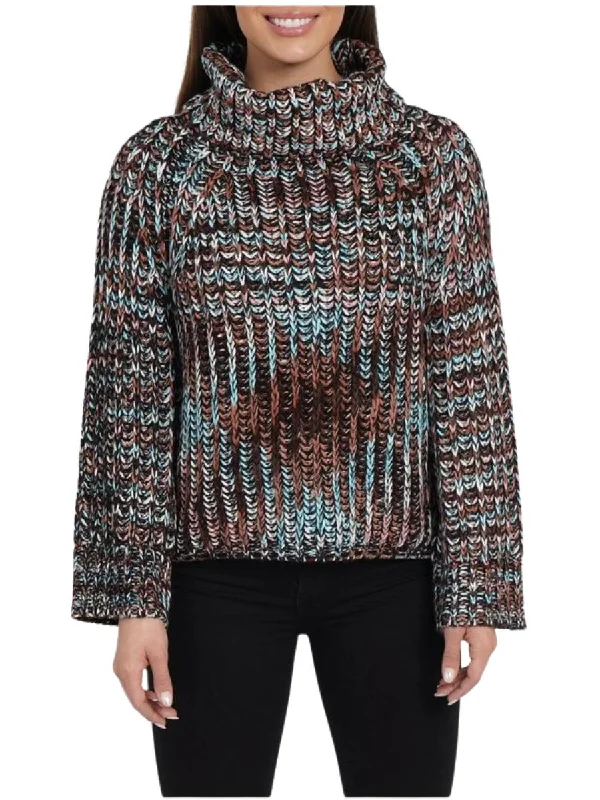 Vibrant Prints Mimi Chunky Turtleneck Sweater In Brown Multi