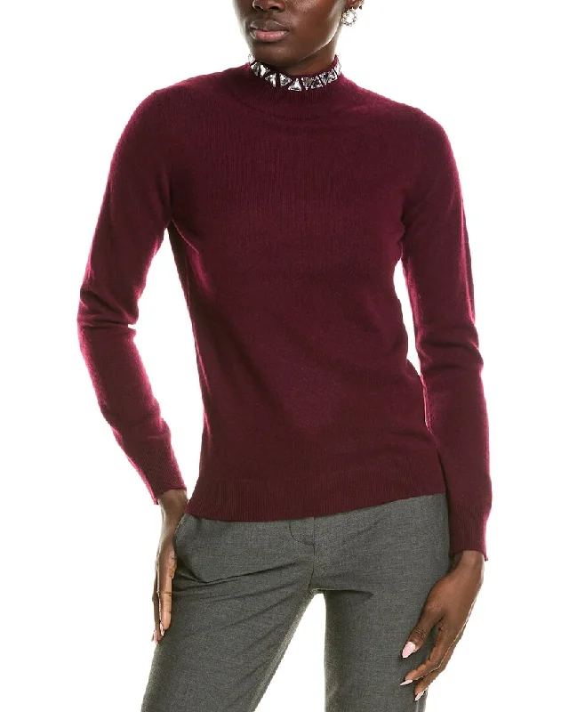 Chic Urban Fashion Look sofiacashmere Stone Trim Turtleneck Cashmere Sweater