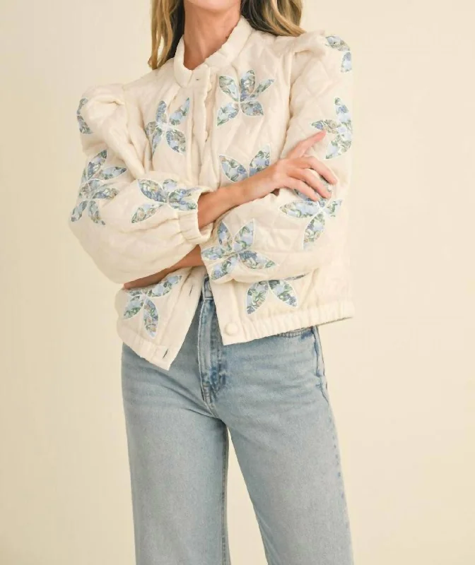 Women Clothes Stevie Quilted Jacket In Vanilla/light Blue